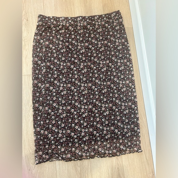 Torrid Womens Floral Midi Chiffon Skirt Size 3X Black Cottagecore Spring - Picture 8 of 10